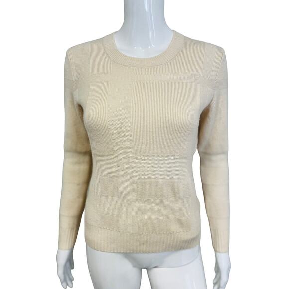 BURBERRY Ivory Cream Wool Blend Cashmere Knit Long Sleeve Crewneck Sweater XS - Picture 1 of 4